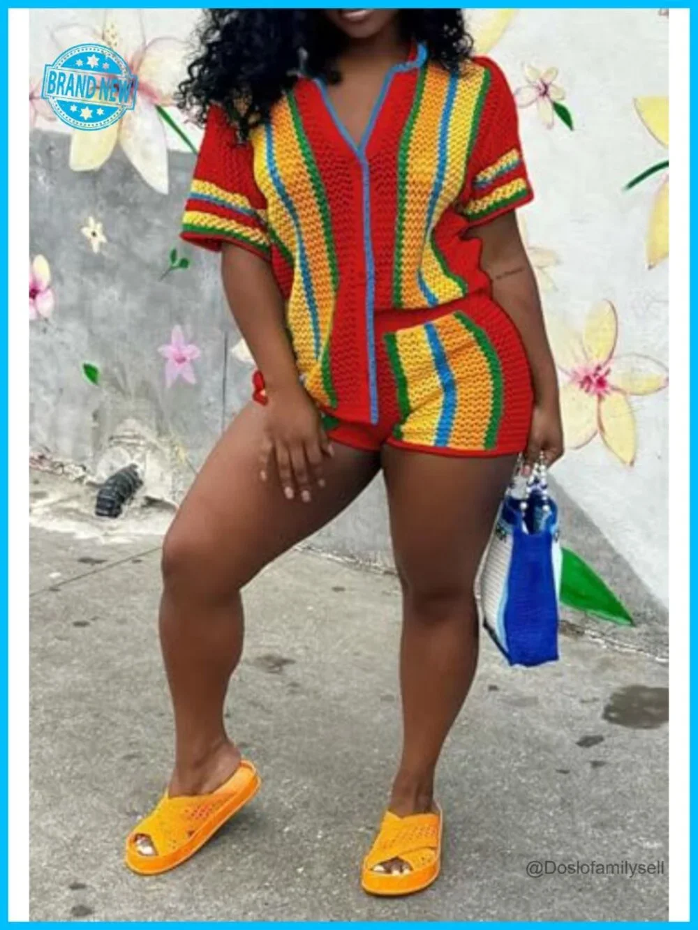 Crochet 2 Piece Short Set Women Knit Matching Set Vacation Outfit